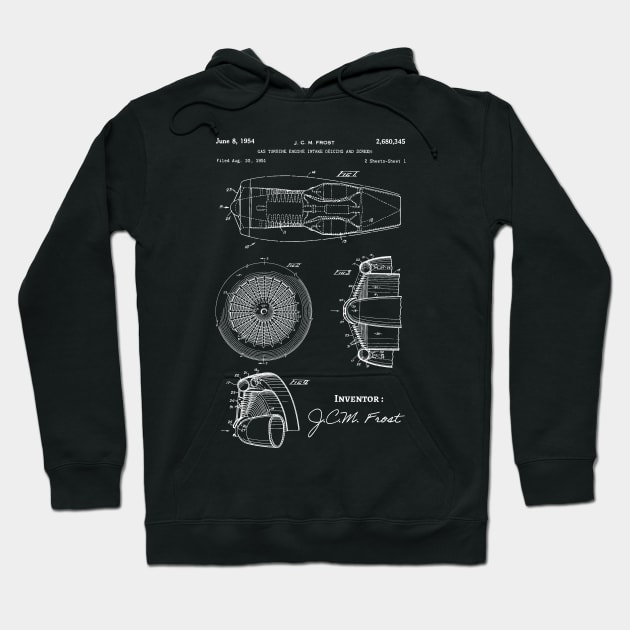 Gas Turbine Engine 1954 Patent / Gas engine Patent illustration / engineering gift idea Hoodie by Anodyle